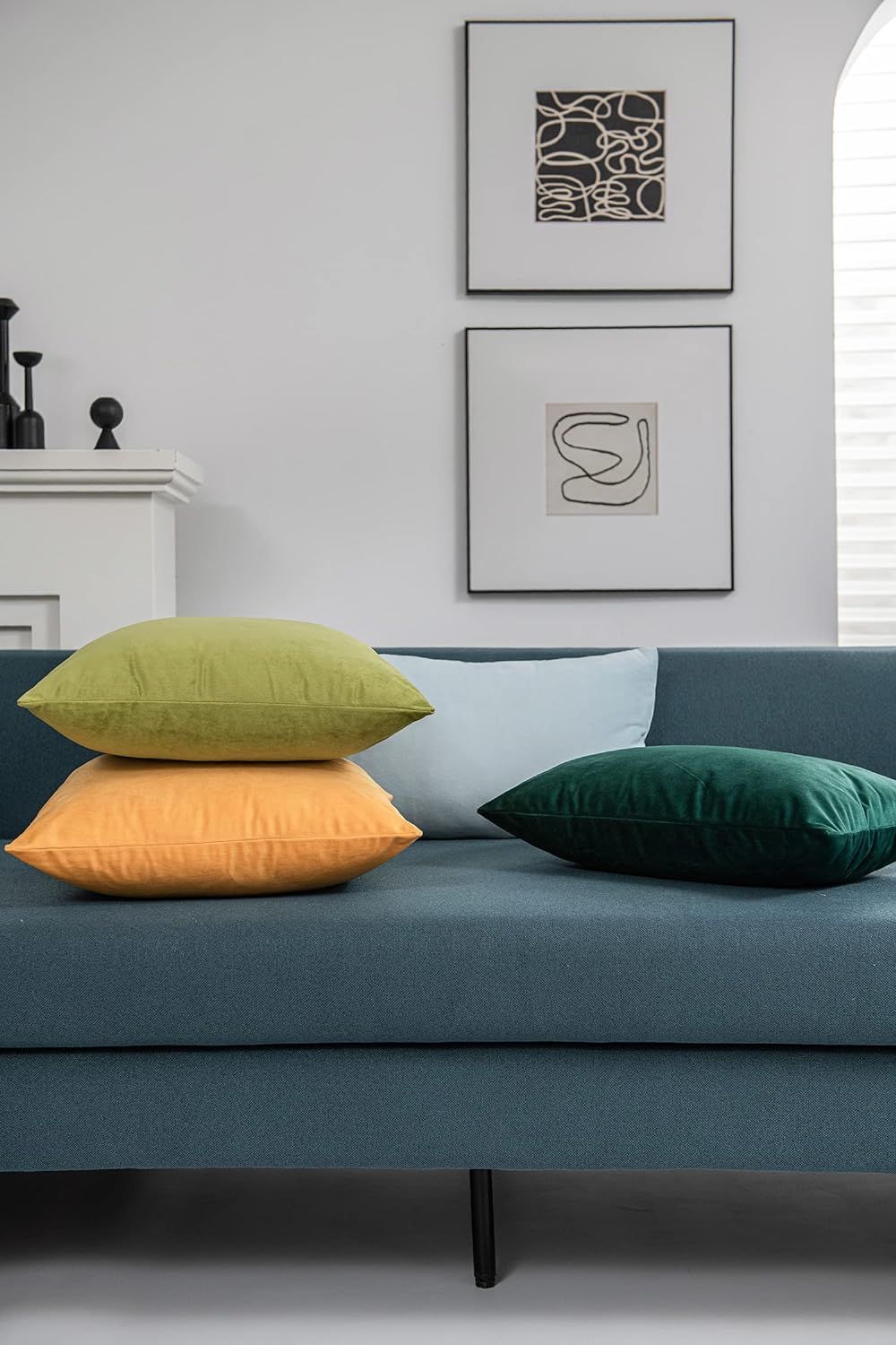 Couch Pillow Cases 18X18 Chartreuse: 2 Pack Cozy Soft Square Throw Pillow Covers for Farmhouse Home Decor